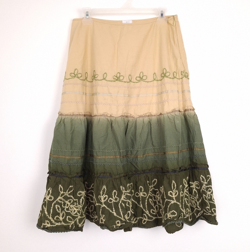 Apt 9 vtg tiered midi skirt boho forest fairy grunge tie dye peasant festival